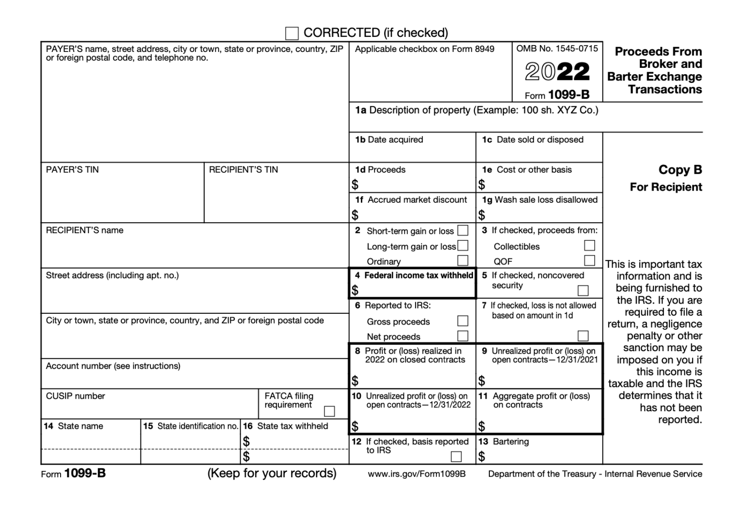 IRS FORM 1099-B - BROKERAGE REPORTING - TradeLog